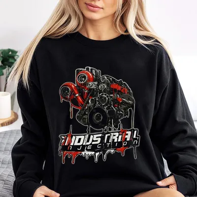 Industrial Injection ,Twin Turbo Diesel Engine Graphic Sweatshirt,Performance Truck,Automotive Streetwear Menswear