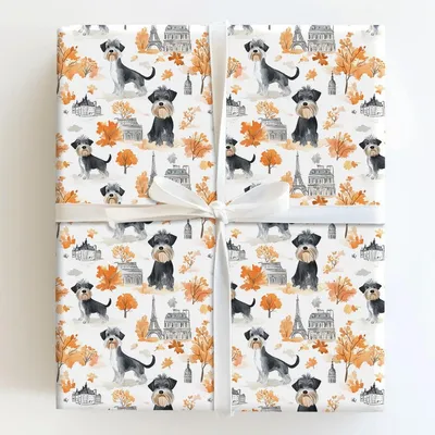 Paris with the Schnauzer - Gift Wrap for Christmas, Holidays Wrapping Paper, Christmas Wrapping Paper