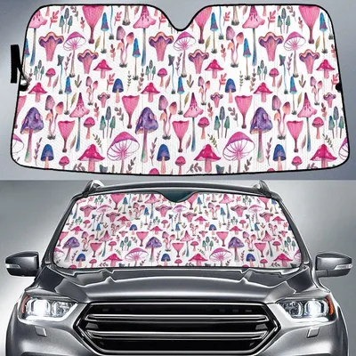 Pinky Poisonous Mushroom Flying On The Sky Car Sun Shades Cover Auto Windshield PrintSyde