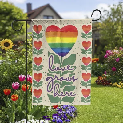 Vertical Garden - Love Grows Here Garden Flag, Pride Rainbow Flag, Lgbtq+ Pride Home Decor, Pride Banner For Garden & Yard Vertical Garden Flag