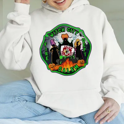 Witch City Fire Dept Salem Halloween Hoodie Hoodie Hoodie Witch Firefighter Graphic Hoodie Halloween Spooky Outfi