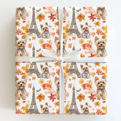 Paris with the Yorkies - Gift Wrap for Christmas, Holidays Wrapping Paper, Christmas Wrapping Paper