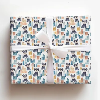 City with the Schnauzer - Gift Wrap for Christmas, Holidays Wrapping Paper, Christmas Wrapping Paper