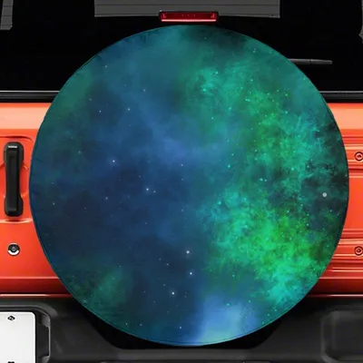 Blue Green Galaxy Nebula Spare Tire Cover - Abstract Space Cosmos Art Accessory Spare Tire Cover