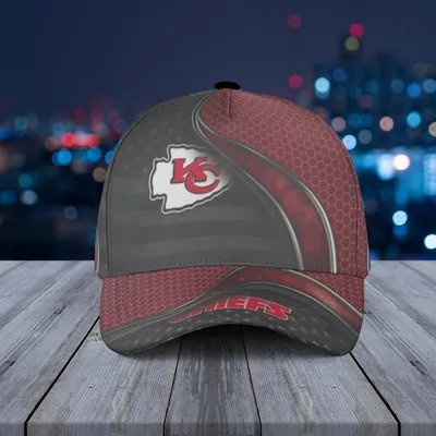 Baseball Cap Kansas City Chiefs Honeycomb Texture With American Flag And Metallic Curve Design Baseball Cap