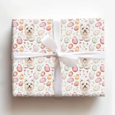 Easter Eggs with the Westie - Gift Wrap for Christmas, Holidays Wrapping Paper, Christmas Wrapping Paper