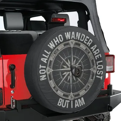 Spare Tire Cover, Compass Wander Quote, Not All Who Wander Are Lost, Adventure Theme, Waterproof Universal Wheel Protector Spare Tire Cover