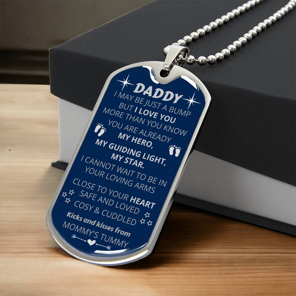 New Dad-To-Be Pendant - My Guiding Light, My Star - Army Tag Necklace, Dog Tag