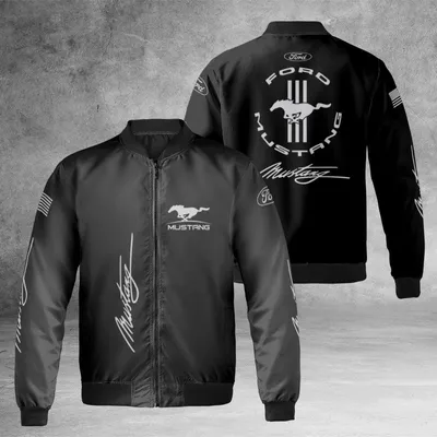 Ford Mustang Pony Logo Windproof Bomber Jacket, American Muscle Car Gear, Excellent For Auto Enthusiasts And Daily Driving Bomber Jacket