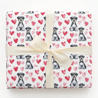 Schnauzer Valentine - Gift Wrap for Christmas, Holidays Wrapping Paper, Christmas Wrapping Paper