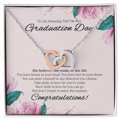 To An Amazing Girl On Her Graduation Day Necklace Interlocking Hearts Necklace