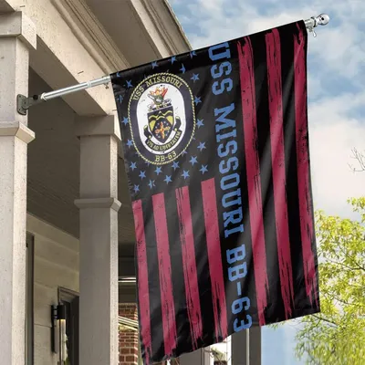 Uss Missouri Bb-63 House Flag, Patriotic Navy Battleship Tribute Design Vertical House Flag