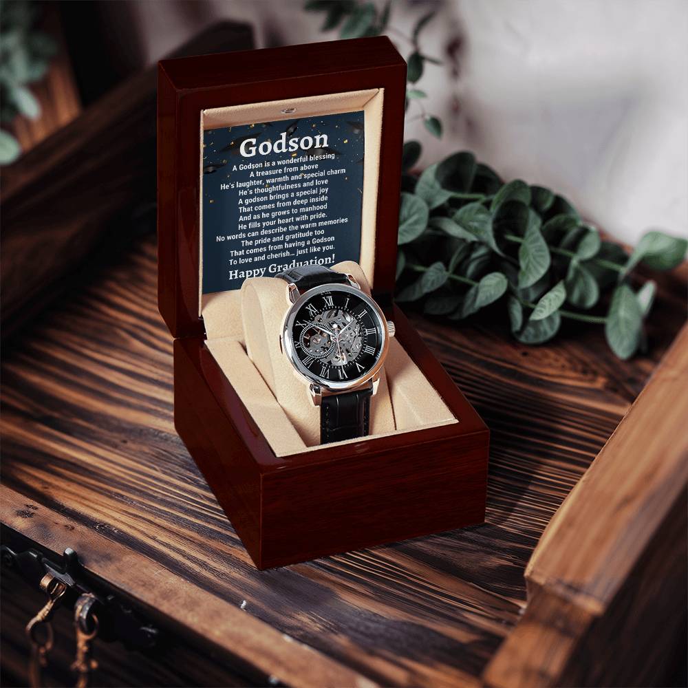 Godson Graduation Gift From Godmother Godson Gift College Graduation Gift Luxury Watch Gift For Godson Godson Gift From Godfather Openwork Watch