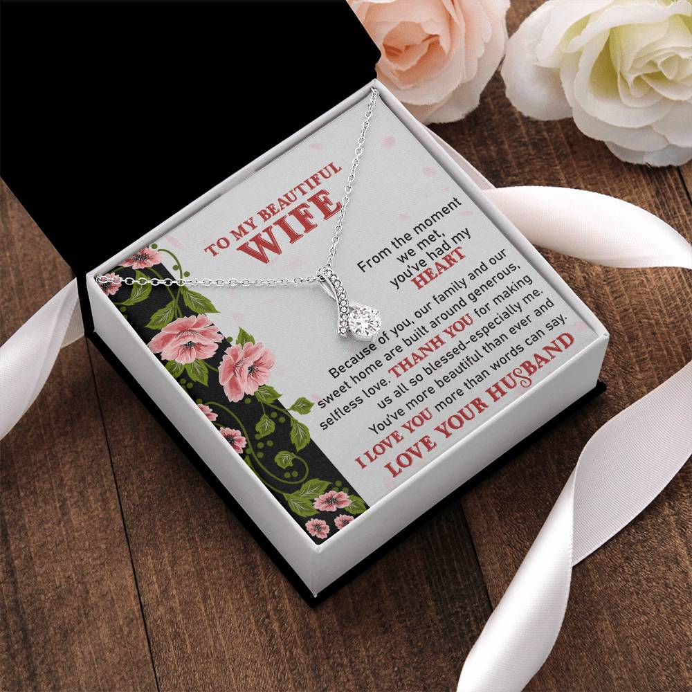 To My Beautiful Wife - Heart Melt Message Alluring Necklace❤️ 1 Alluring Beauty Necklace