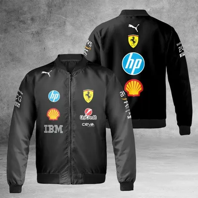 Bomber Jacket,Scuderia Ferrari F1 Team Sponsors,Puma Shell Hp Ibm,Motorsport Fan Gear Bomber Jacket