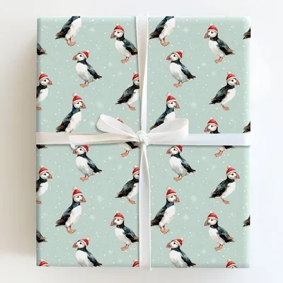 Snowy Puffin Wonderland - Gift Wrap for Christmas, Holidays Wrapping Paper, Christmas Wrapping Paper
