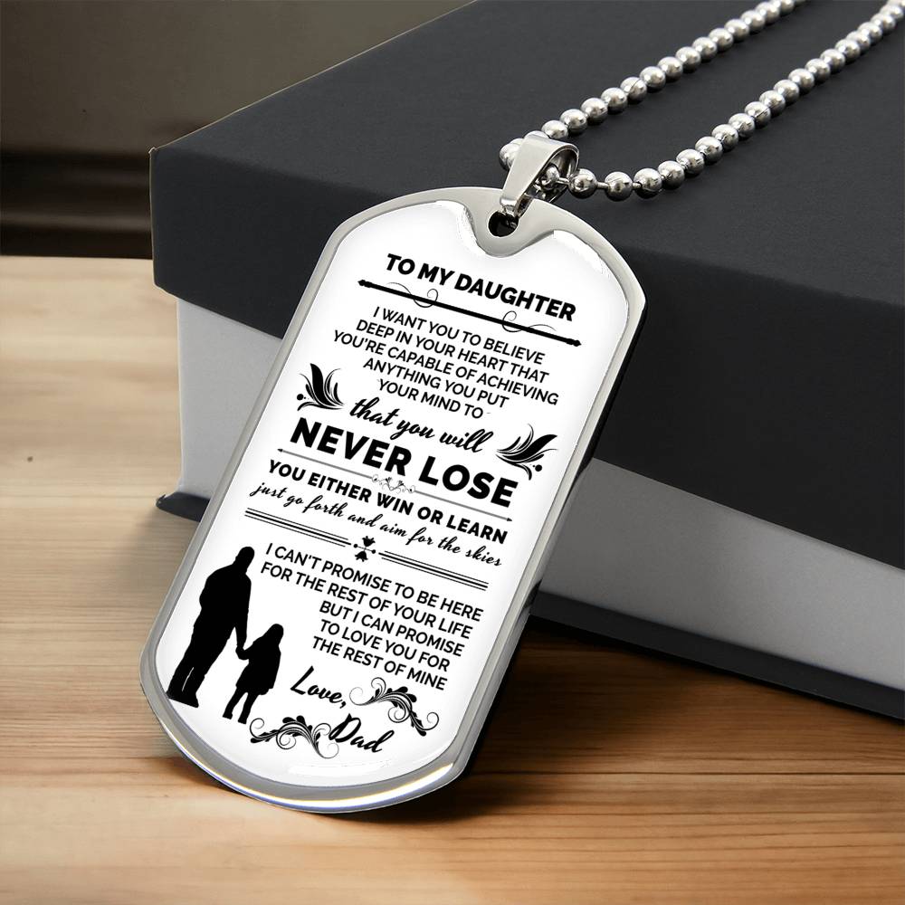 Father And Daughter Necklace, To My Daughter Necklace Love Dad, Gift To Daughter, Gift For Her, Dad To Daughter Gift - Army Tag Necklace, Dog Tag