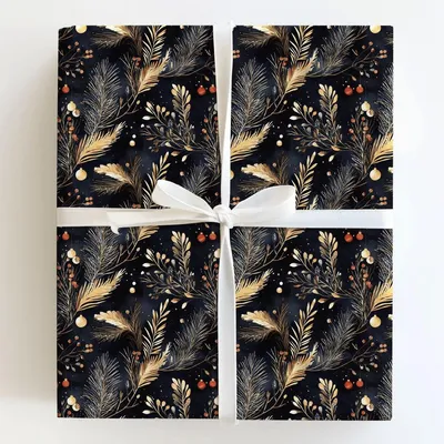 Gold Leaf for Wreath - Gift Wrap for Christmas, Holidays Wrapping Paper, Christmas Wrapping Paper