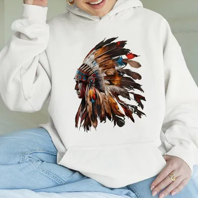 100 Cotton Native American Indian Headdress Hoodie Graphic Hoodie Men Women Streetwear Casual Top Sports Menswear Tropical