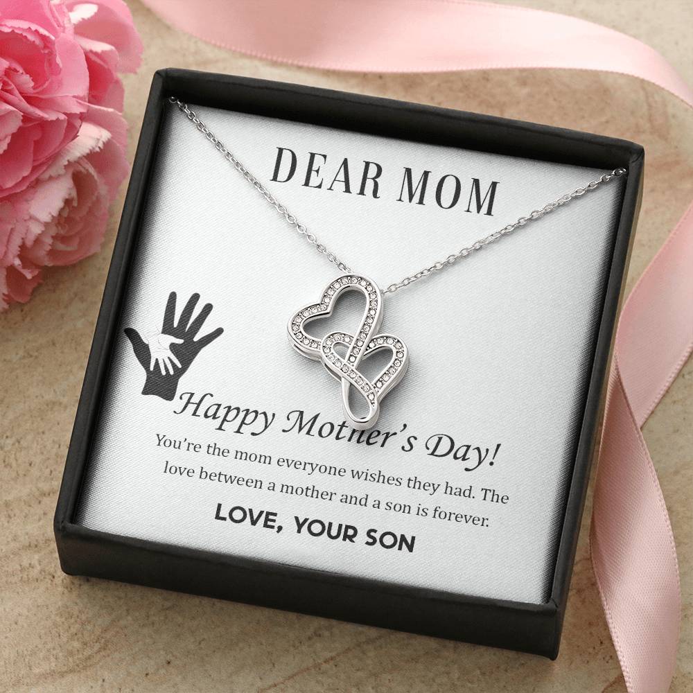 Dear Mom - Happy Mother’S Day - Double Hearts Necklace