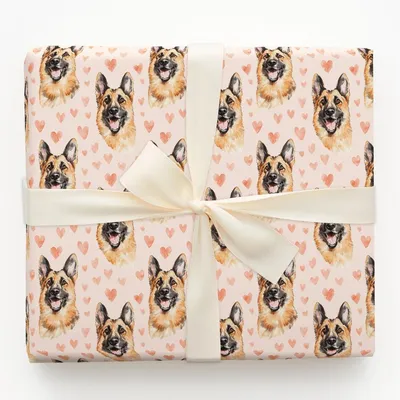 German Shepherd Valentine - Gift Wrap for Christmas, Holidays Wrapping Paper, Christmas Wrapping Paper