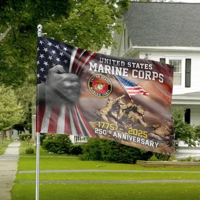 Us Marine Corps 250th Anniversary Flag, Iwo Jima Tribute Patriotic Banner Horizontal House Flag