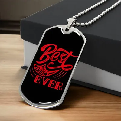Best Dad Ever Dog Tag Military Chain - Army Tag Necklace, Dog Tag