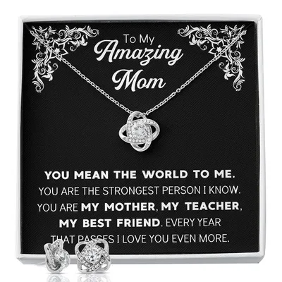 Cubic Zirconia Jewelry Set for Mom, Mothers Day Gift for Mom from Daughter, Mother of Groom Gift from Son, Presents for Mom Birthday
