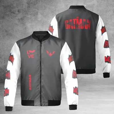 The Batman Dc Comics Bomber Jacket, New Movie Logo, Superhero Fan Apparel, Gotham City, Redblack, Us Bomber Jacket
