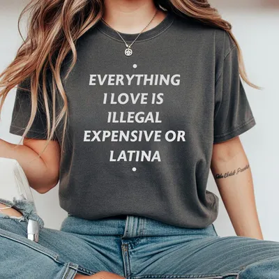Everything I Love Is Illegal Expensive Or Latina T-Shirt Funny Quotes Unisex T-Shirt Full Sizes Full Colors