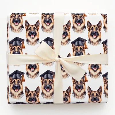 German Shepherd Graduate - Gift Wrap for Christmas, Holidays Wrapping Paper, Christmas Wrapping Paper