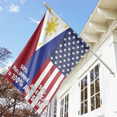 American Half Philippine Flag Philippines, Friendship House Flag Decoration Vertical House Flag