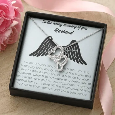 In The Loving Memory Of Your Husband Double Hearts Necklace