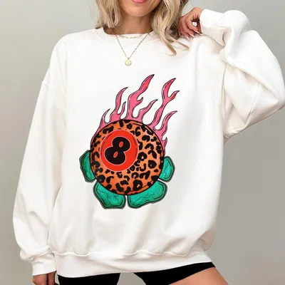 Funky Leopard Flamina Ball Sweatshirt Vintage Sweatshirt Western Outfit Women Cowgirl Outfits Western Clothing