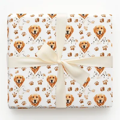 Spa Day with the Red Goldens - Gift Wrap for Christmas, Holidays Wrapping Paper, Christmas Wrapping Paper