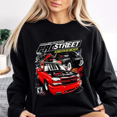 Pro Street Racing Sweatshirt Fast Truck Graphic Mexico Street Scene Car Enthusiast Gift Streetwear For Gearheads Unisex