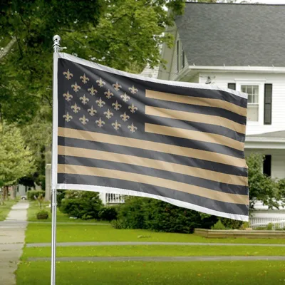 Black And Gold Fleur-De-Lis House Flag, Custom Americana Design, Elegant Urban Color Palette Horizontal House Flag