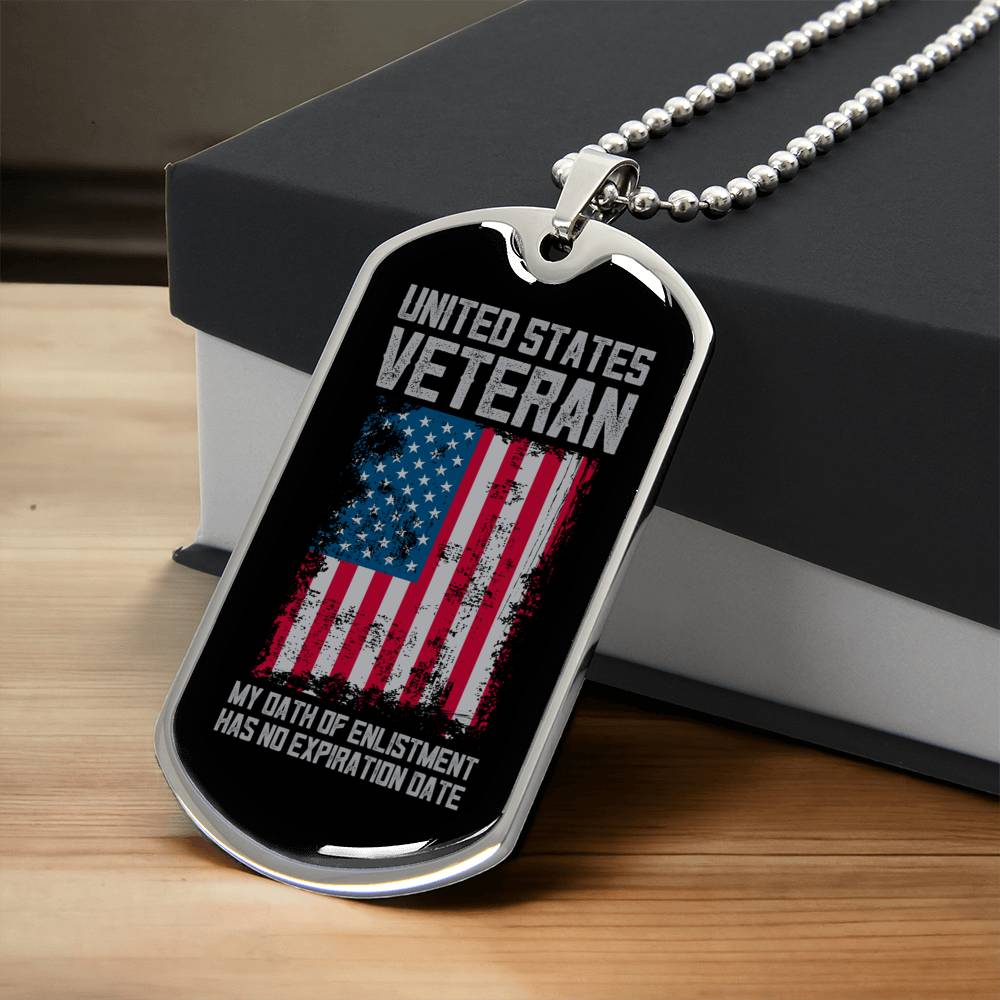 Us Veteran Oath Stainless Steel Dog Tag - Army Tag Necklace, Dog Tag