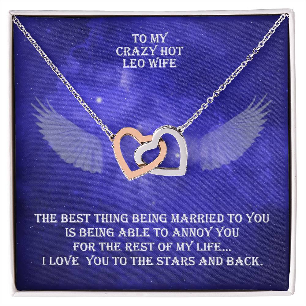 Hot Leo Wife Interlocked Hearts Necklace With Personal Message Card And Jewelry Box. Interlocking Hearts Necklace