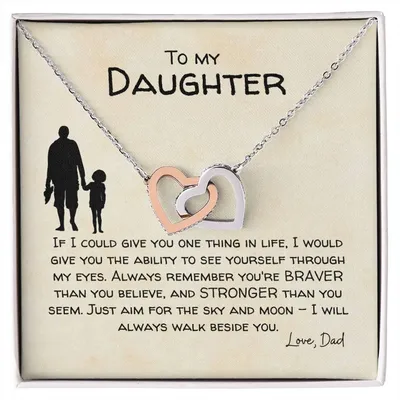To My Daughter - Always Beside You - Necklace Interlocking Hearts Necklace