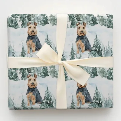 Snow Day for Airedale Terriers - Gift Wrap for Christmas, Holidays Wrapping Paper, Christmas Wrapping Paper