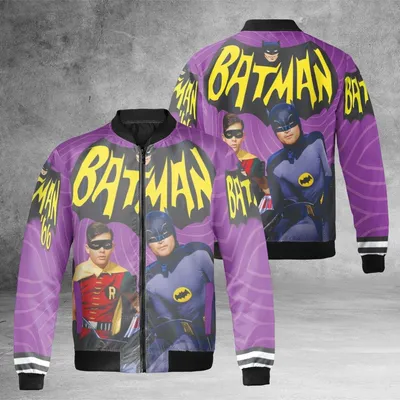 Batman 66 Jacket, Windproof Bomber Jacket, Classic Tv Series Characters, Dc Comics Streetwear, Superhero Fan Gift Bomber Jacket