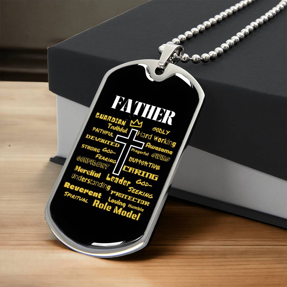 Father Dog Tag, Father's Day, Faith, Christian Father - Army Tag Necklace, Dog Tag