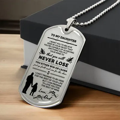 To My Daughter Love Dad - Army Tag Necklace, Dog Tag
