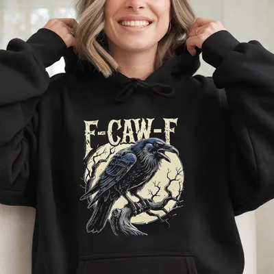 F Caw F Raven Funny Crow Pun Retro Gothic Aesthetic Hoodie