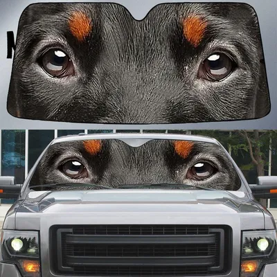 Doberman's Eyes Beautiful Dog Eyes Car Sunshade Cover Auto Windshield