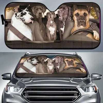 Great Dane Dogs Family Auto Car Sunshade, Dog Car Sun Shade Protectors