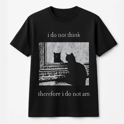 I Do Not Think Therefore I Do Not Am, Funny Cat T-Shirt, Grunge T-Shirt, Vintage T-Shirt, 80s, 90s, Retro, Witchy T-Shirt, Goth, Emo, Punk T-Shirt
