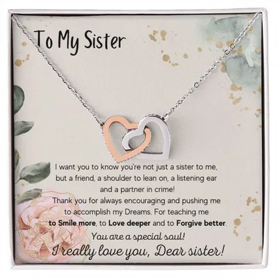 To My Sister Interlocking Hearts Necklace