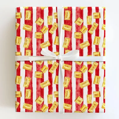 Golden Ticket - Gift Wrap for Christmas, Holidays Wrapping Paper, Christmas Wrapping Paper